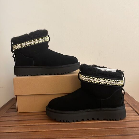 UGG Classic Ultra Mini Alpsey Boots Black USA Women Size 7/UK 5/EU 38 - Picture 3 of 15